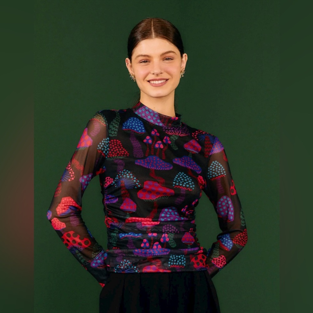 FARM Rio Tulle Blouse Neon Mushroom